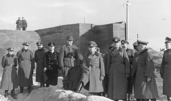 Field Marshal Erwin Rommel visits the Atlantic Wall fortifications.