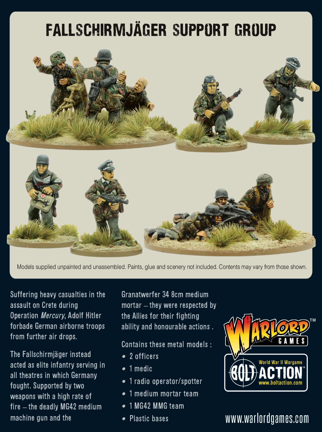 402212106 Fallschirmjager Support Group box back - Warlord Games